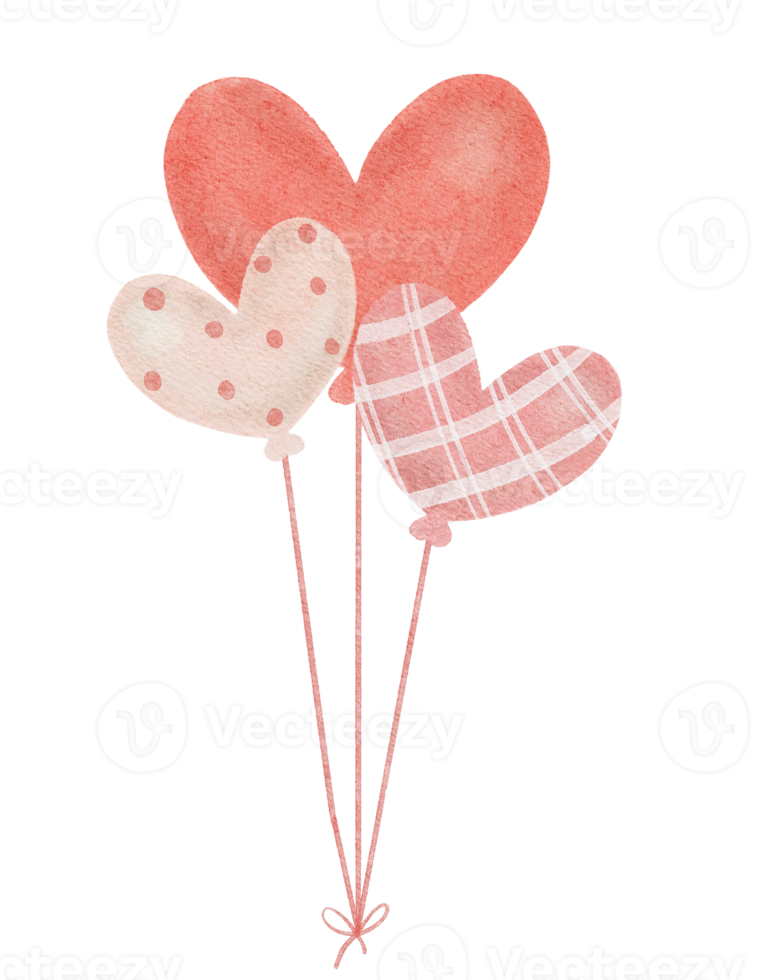 schattig zoet grillig waterverf hart vorm ballonnen hand- schilderij liefde Valentijn png