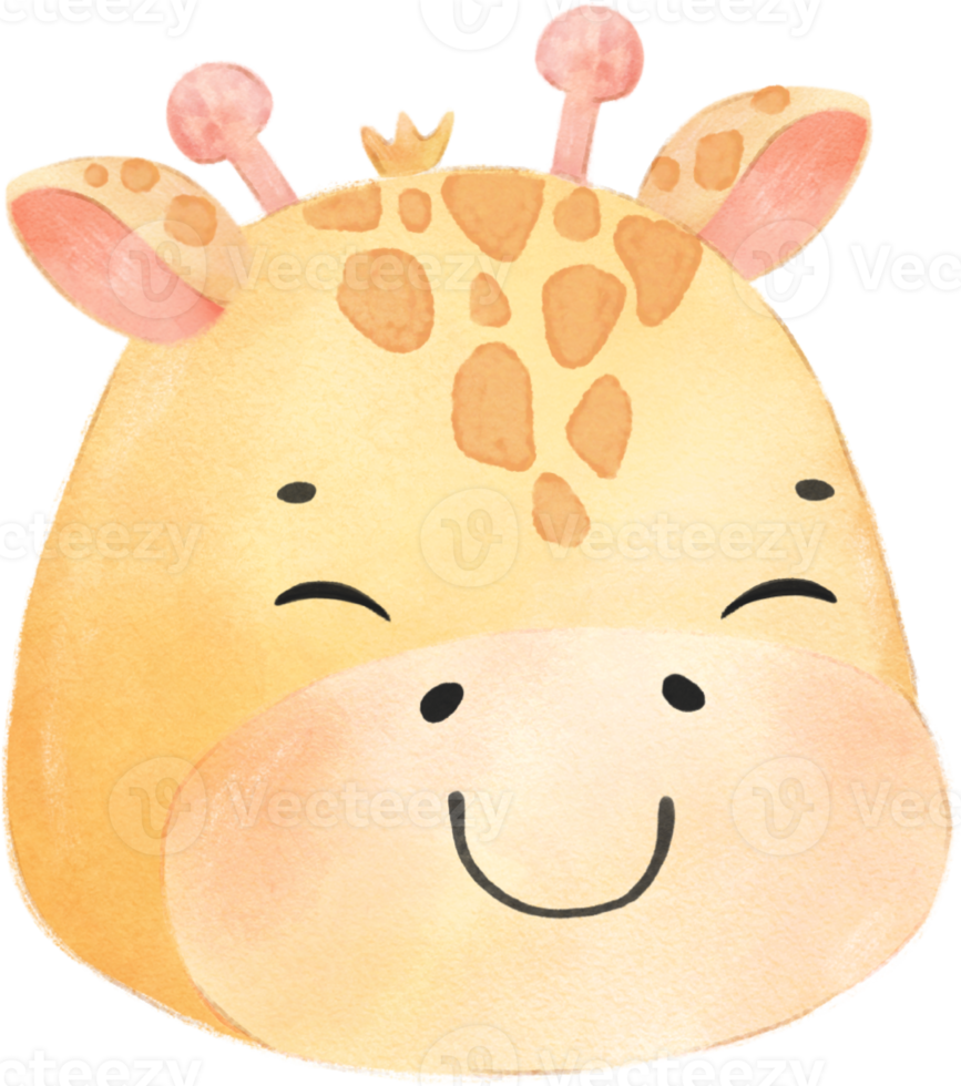 cute watercolour baby giraffe face head emotion expressing nursery hand drawn png