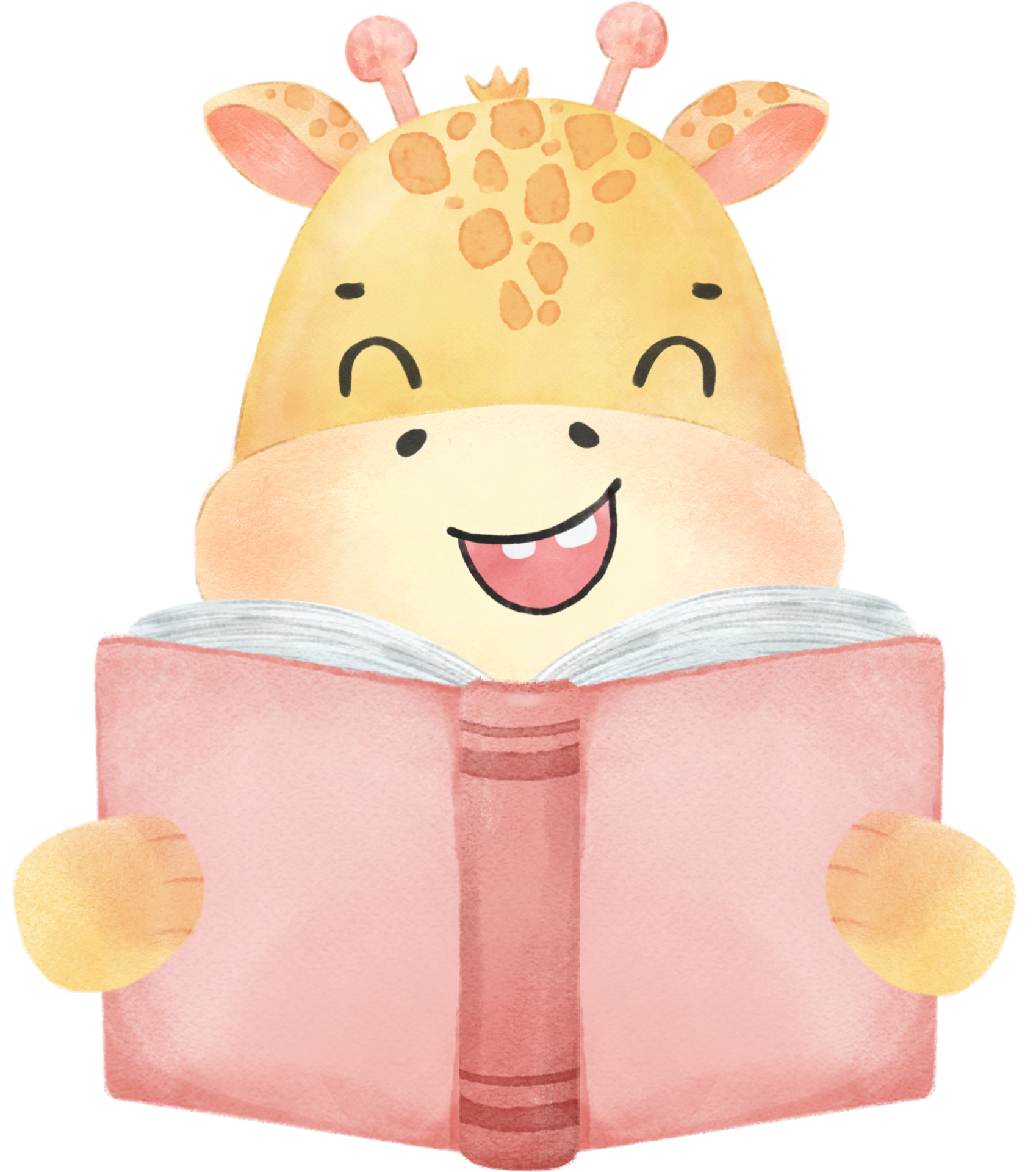 cute watercolour safari giraffe animals kid back to school reading ...