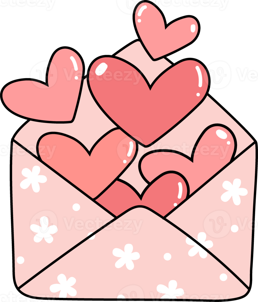 cute sweet  love letter Valentine mail cartoon hand drawing png