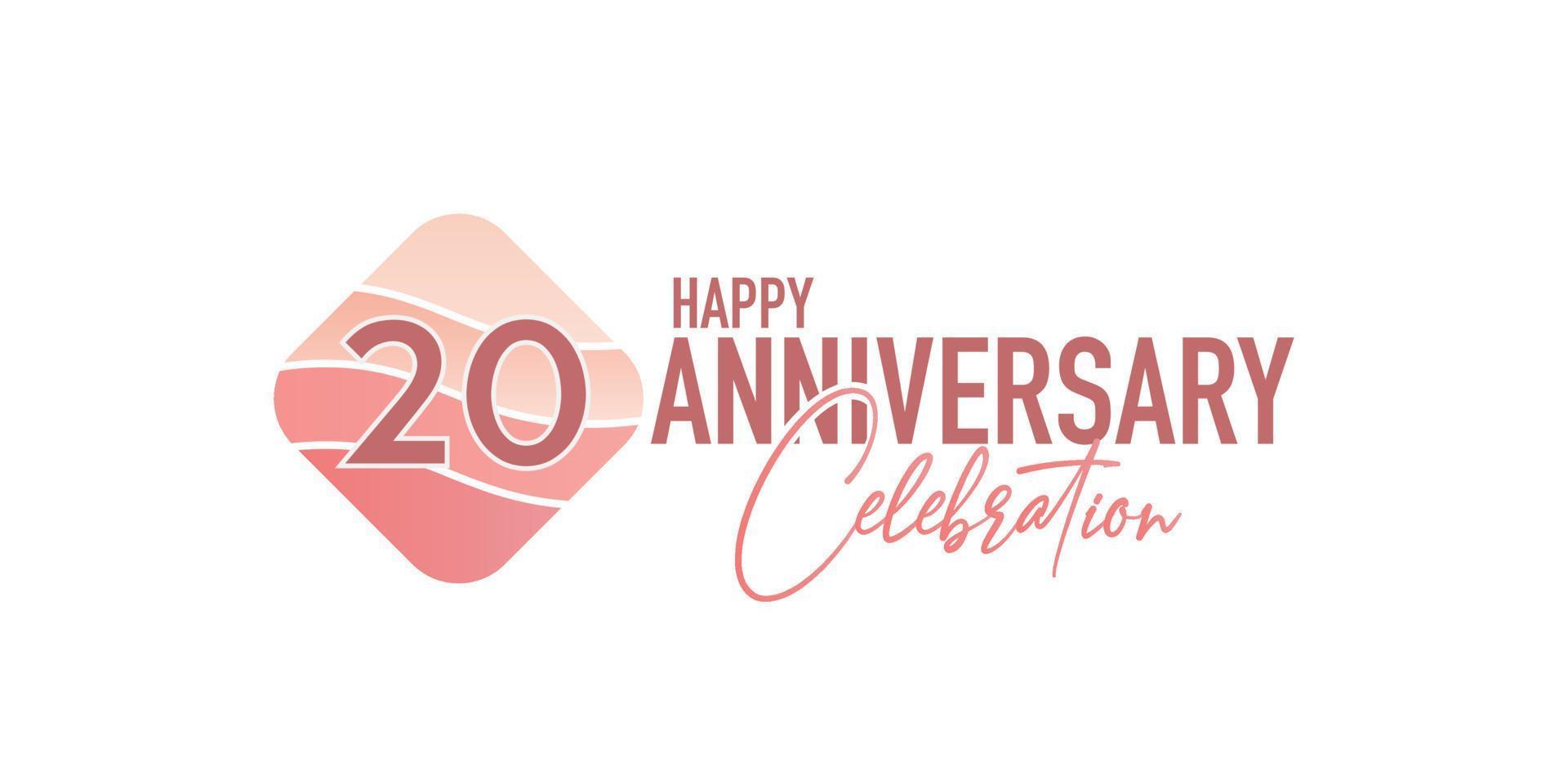 20 years anniversary logo vector illustration design celebration with pink geometric design