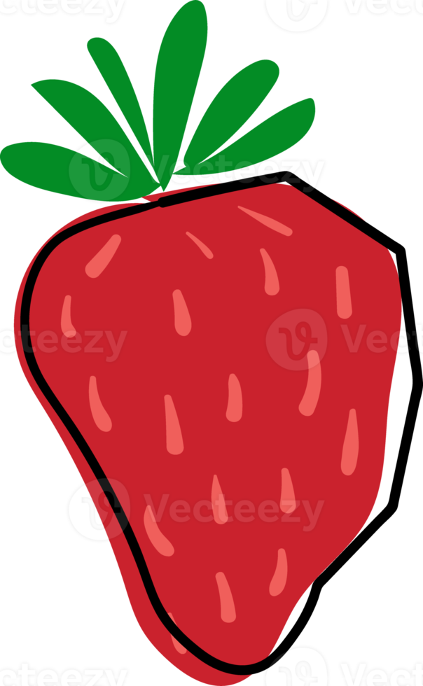 cute strawberry fruits and vegetable funky quirky hand drawing doodle png