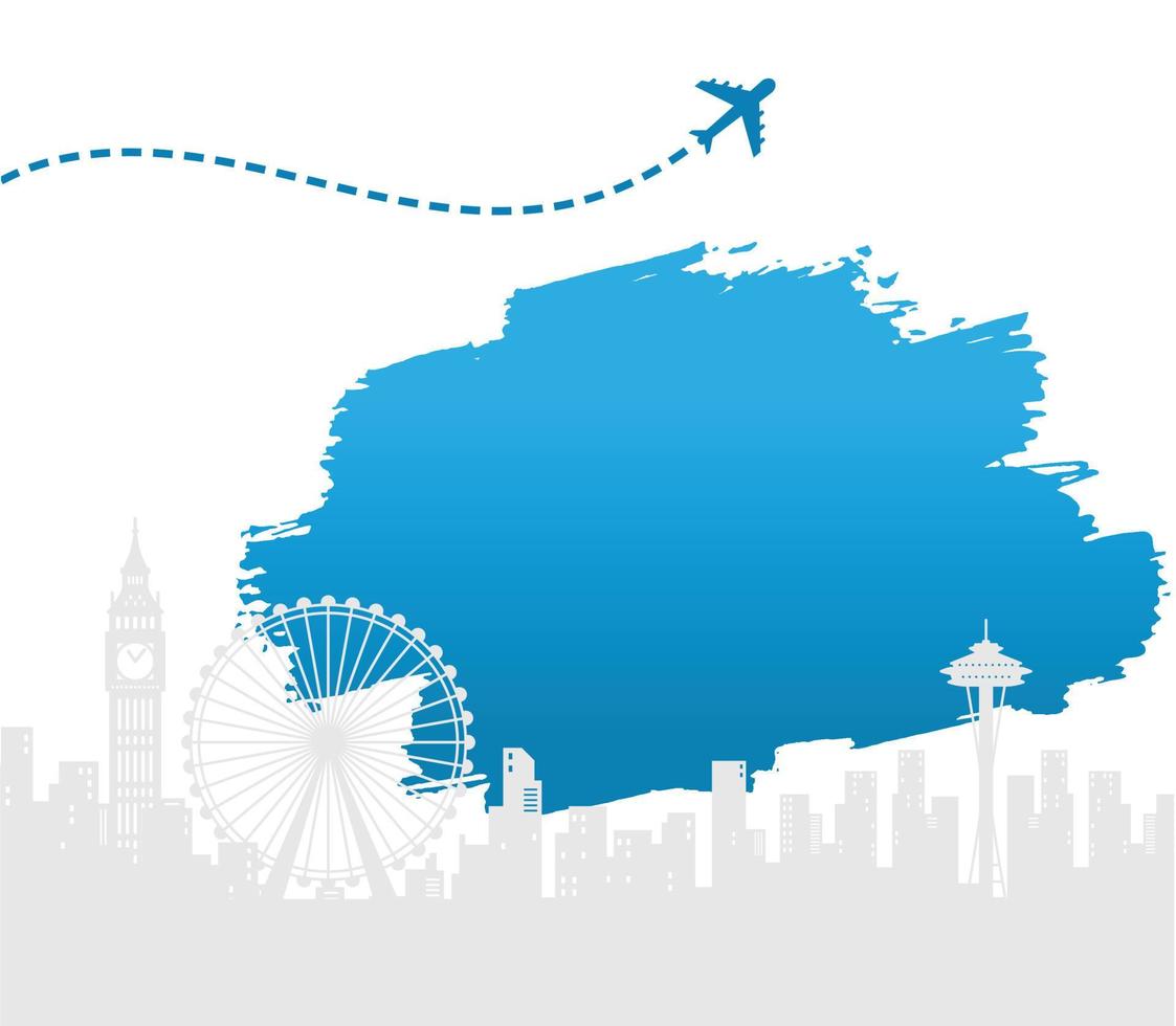 Travel to world with famous landmarks vector