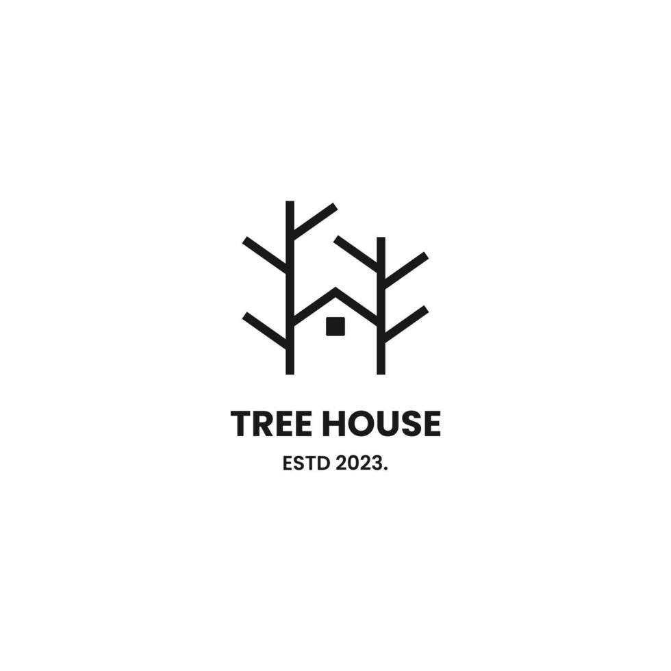 Tree House logo design simple modern minimalist concept vector