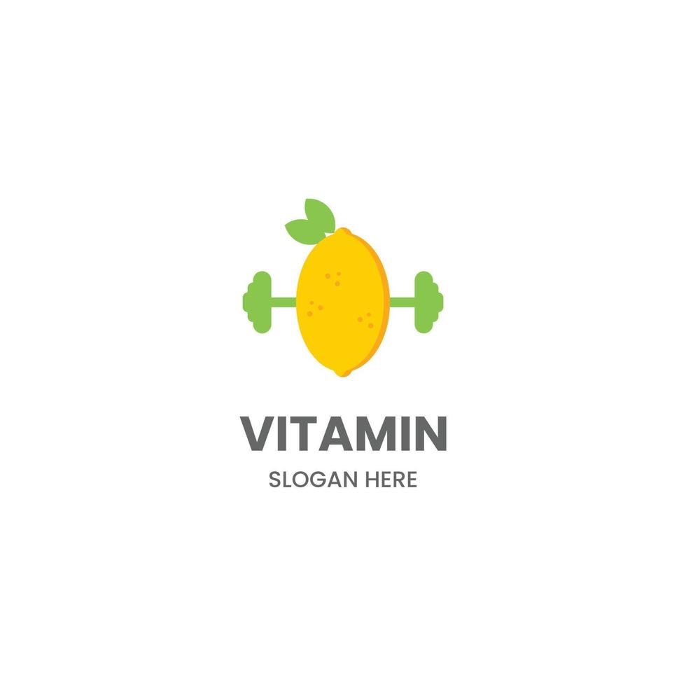 lemon with barbell logo design on isolated background vector
