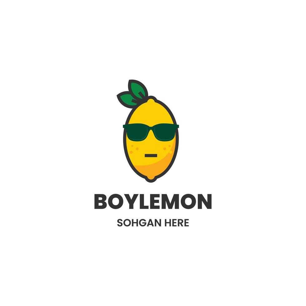boy lemon logo, lemon geek logo, lemon fruit combine with glasses logo design concept vector