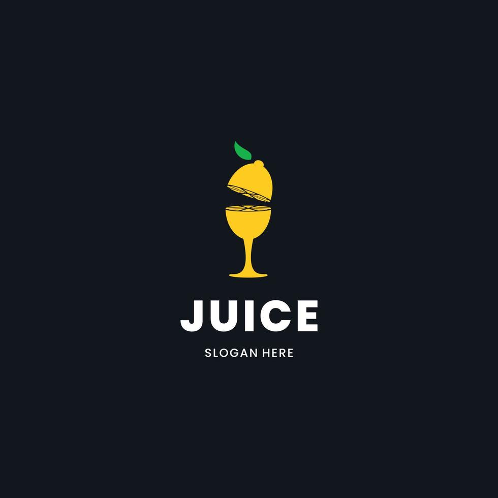 lemon juice logo, lemon fruit combine with wineglass logo concept vector