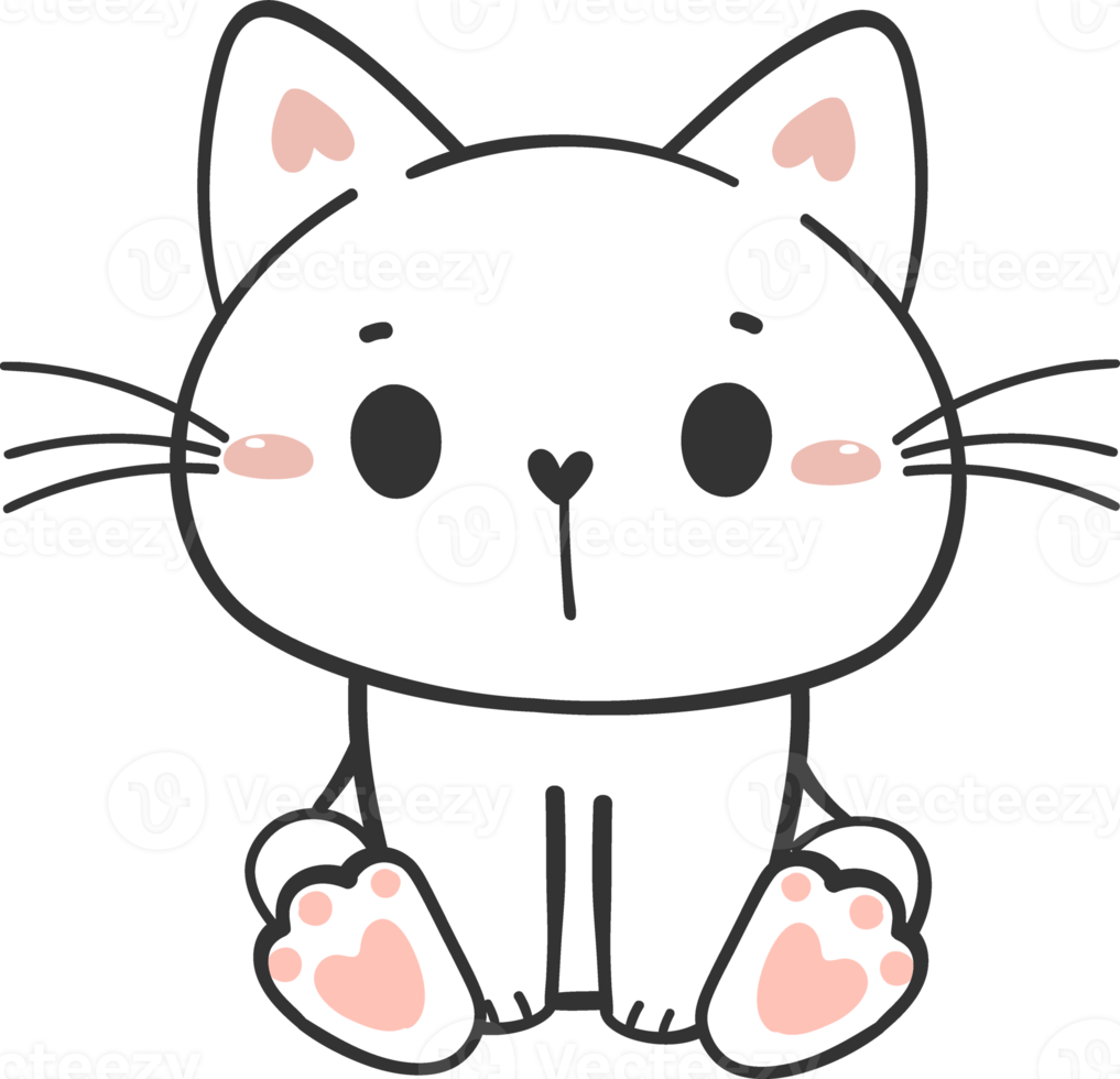 süß komisch glücklich Weiß Kätzchen Katze Karikatur Charakter Gekritzel Zeichnung png