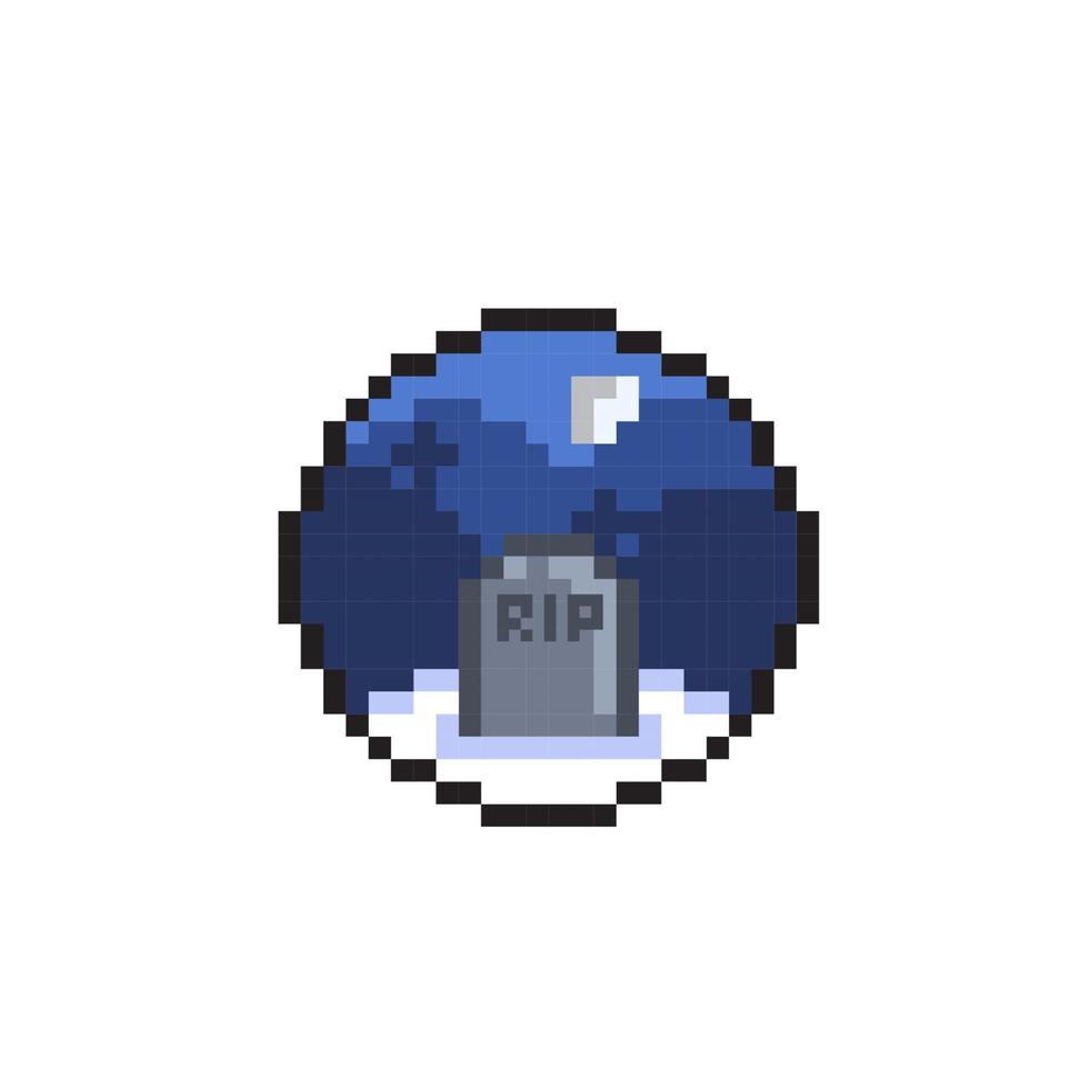 tombstone in circle sign with pixel art style vector