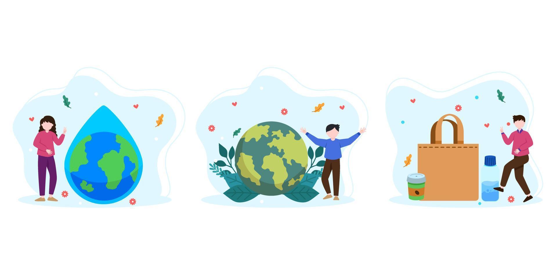 Earth Day Bundle Flat Design vector