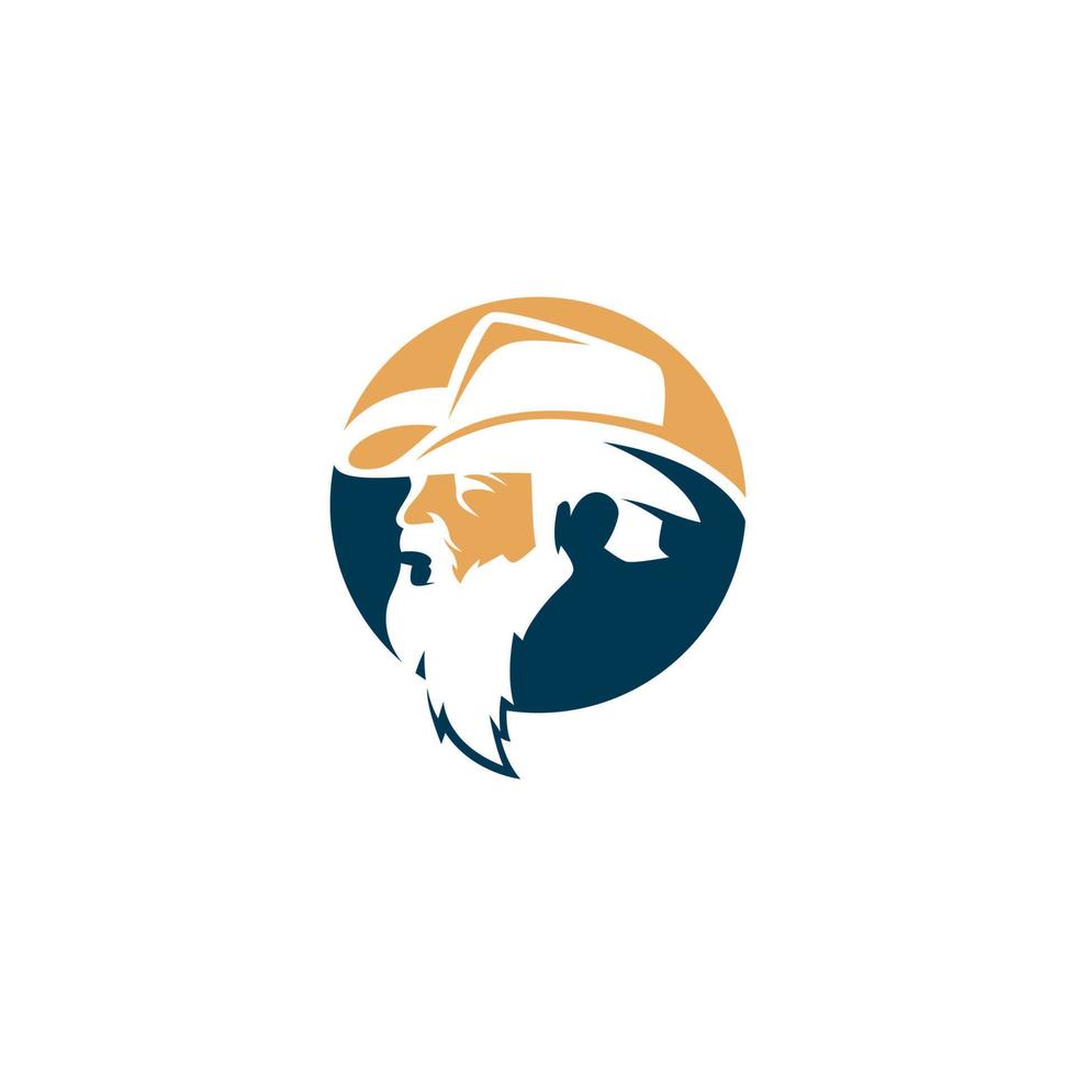 A man in a hat and glasses with a beard on it vector