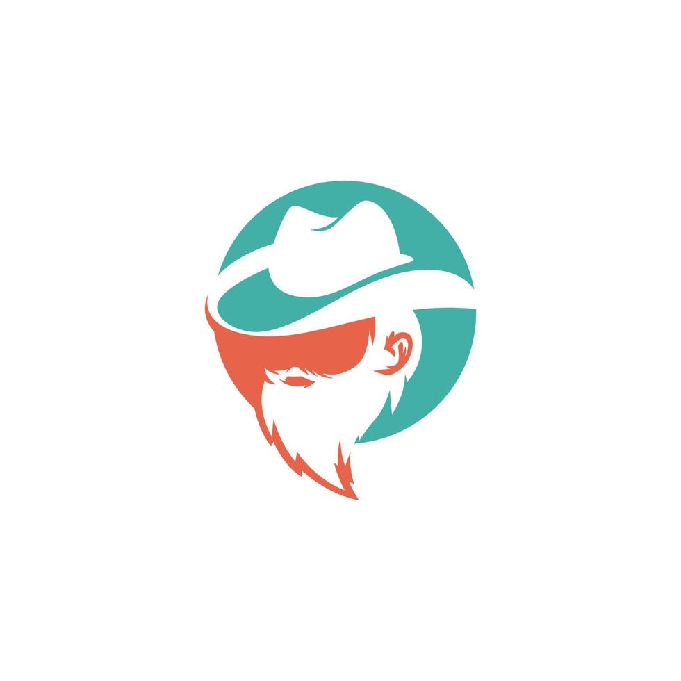 A man in a hat and glasses with a beard on it vector