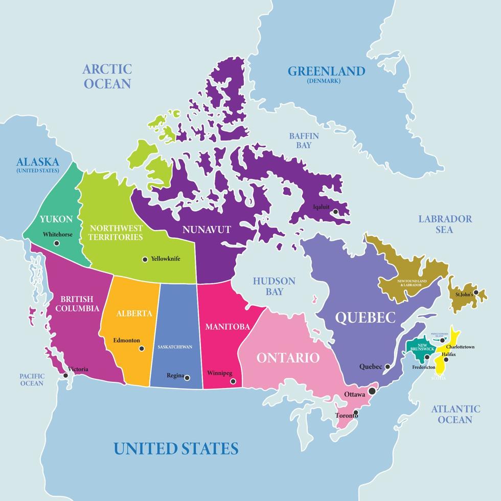 Canada Detailed Country Map Template vector