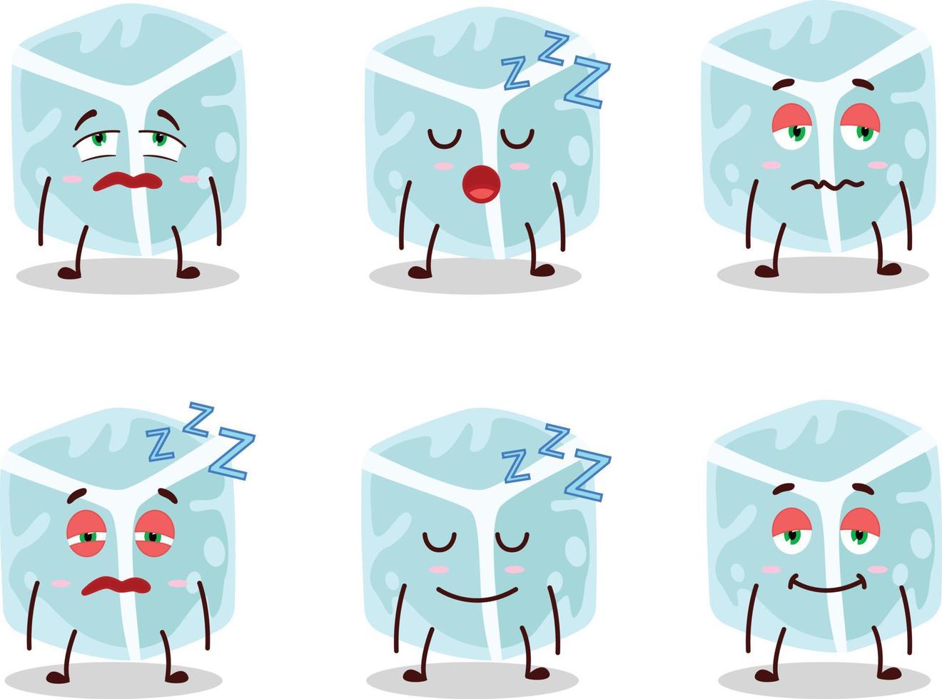 dibujos animados personaje de hielo tubo con soñoliento expresión vector