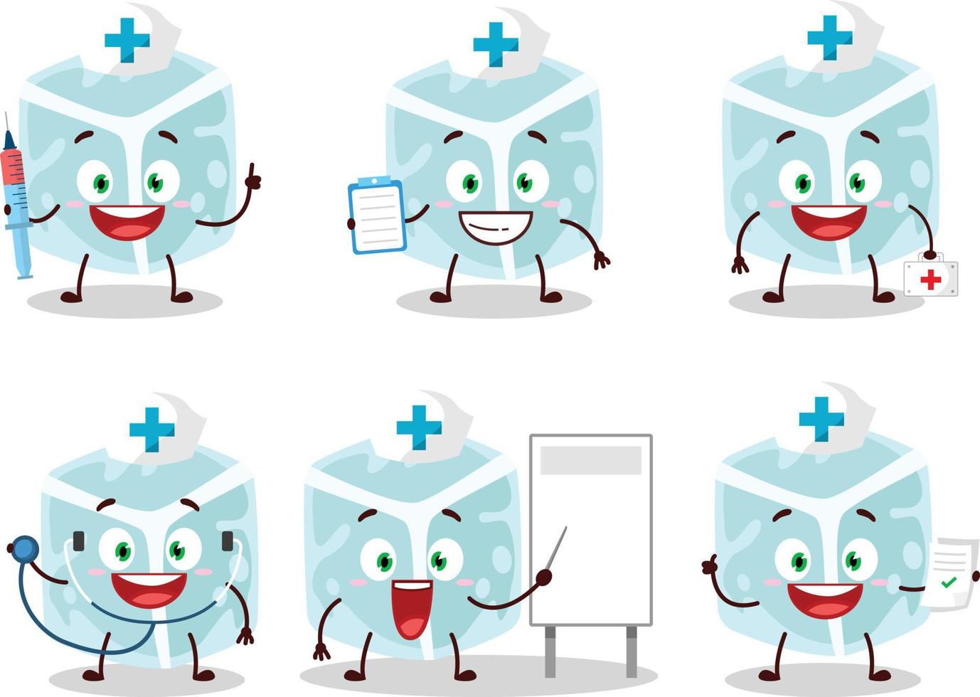 médico profesión emoticon con hielo tubo dibujos animados personaje vector