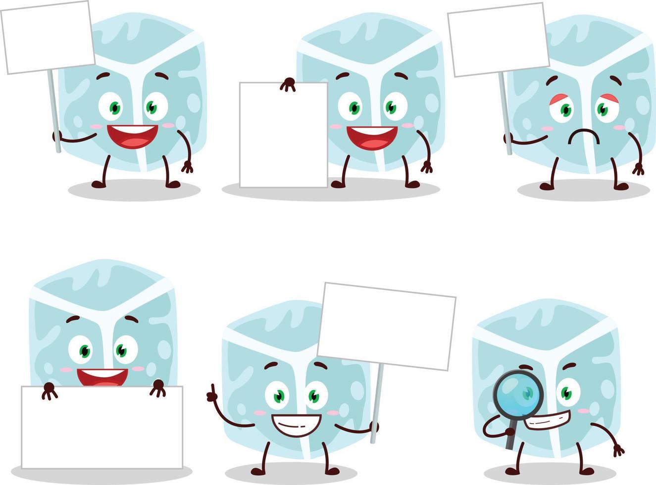 Ice tube cartoon character bring information board vector