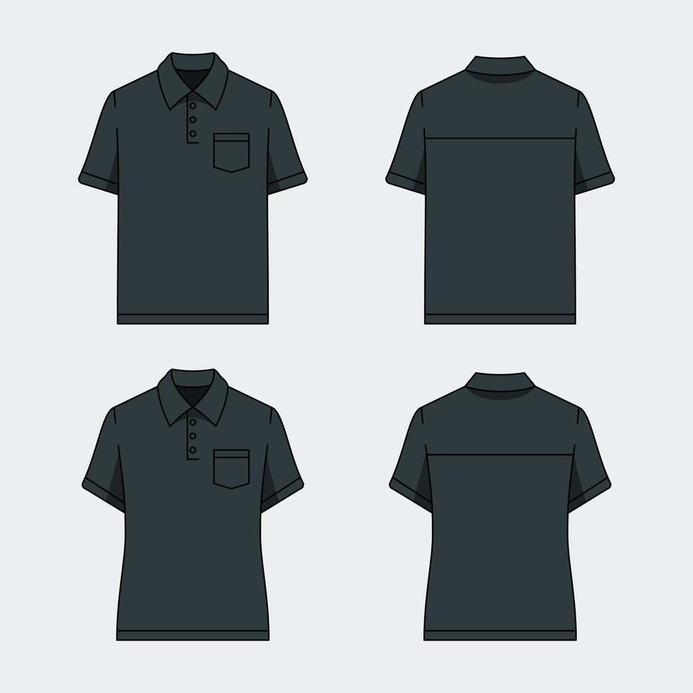 Outline Black Polo Shirt Mock Up vector