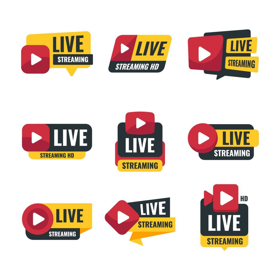 Live Streaming Label Logo Collection vector