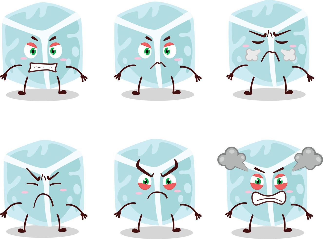 Ice tube cartoon character with various angry expressions vector