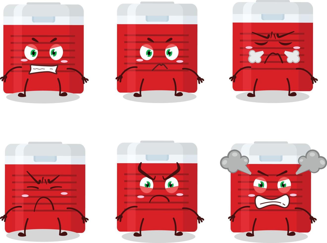 Ice cooler cartoon character with various angry expressions vector