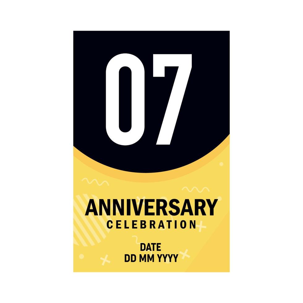 07 years anniversary invitation card design, modern design elements, white background vector design