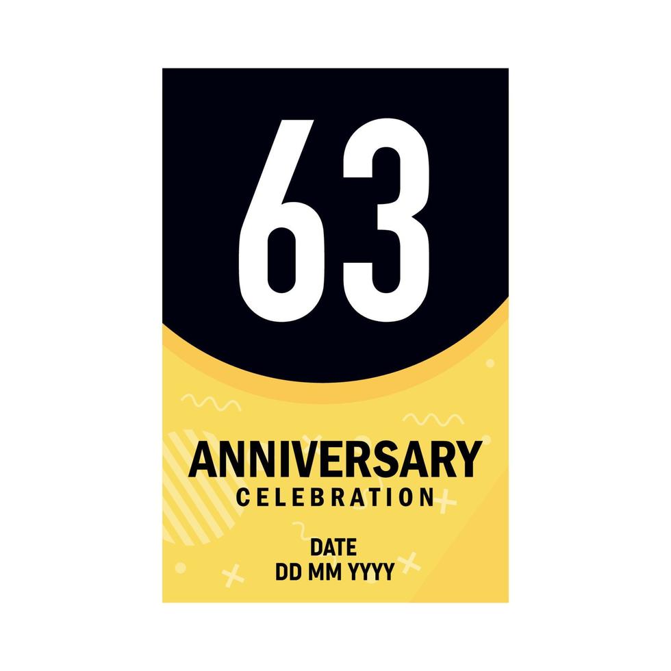 63 years anniversary invitation card design, modern design elements, white background vector design