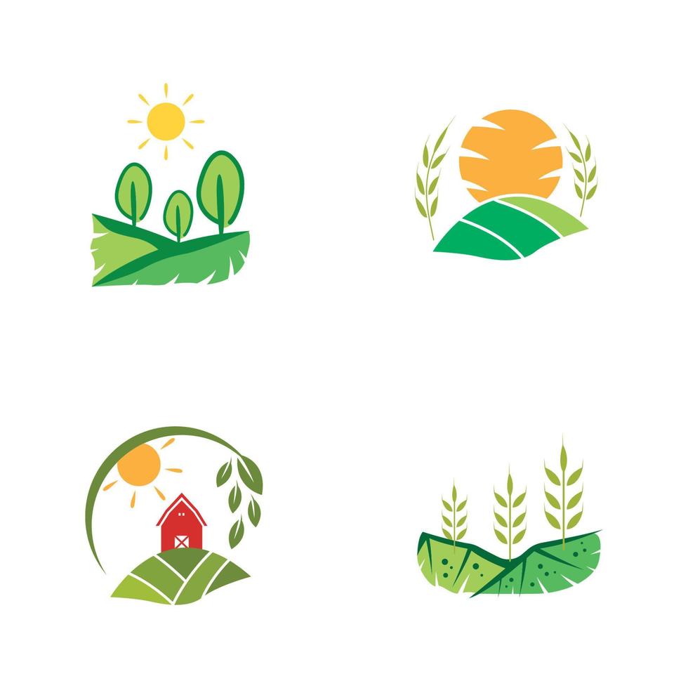 granja negocio, tierras de cultivo, cosecha campo, y almacén negocio modelo ilustración diseño logo vektor vector