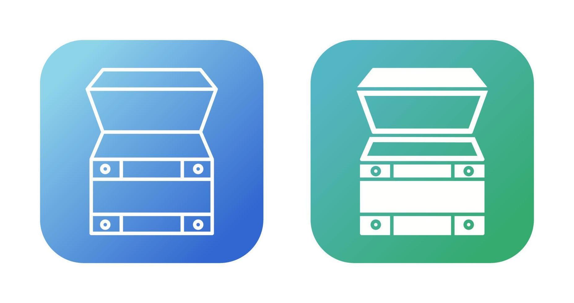icono de vector de caja de tesoro abierto