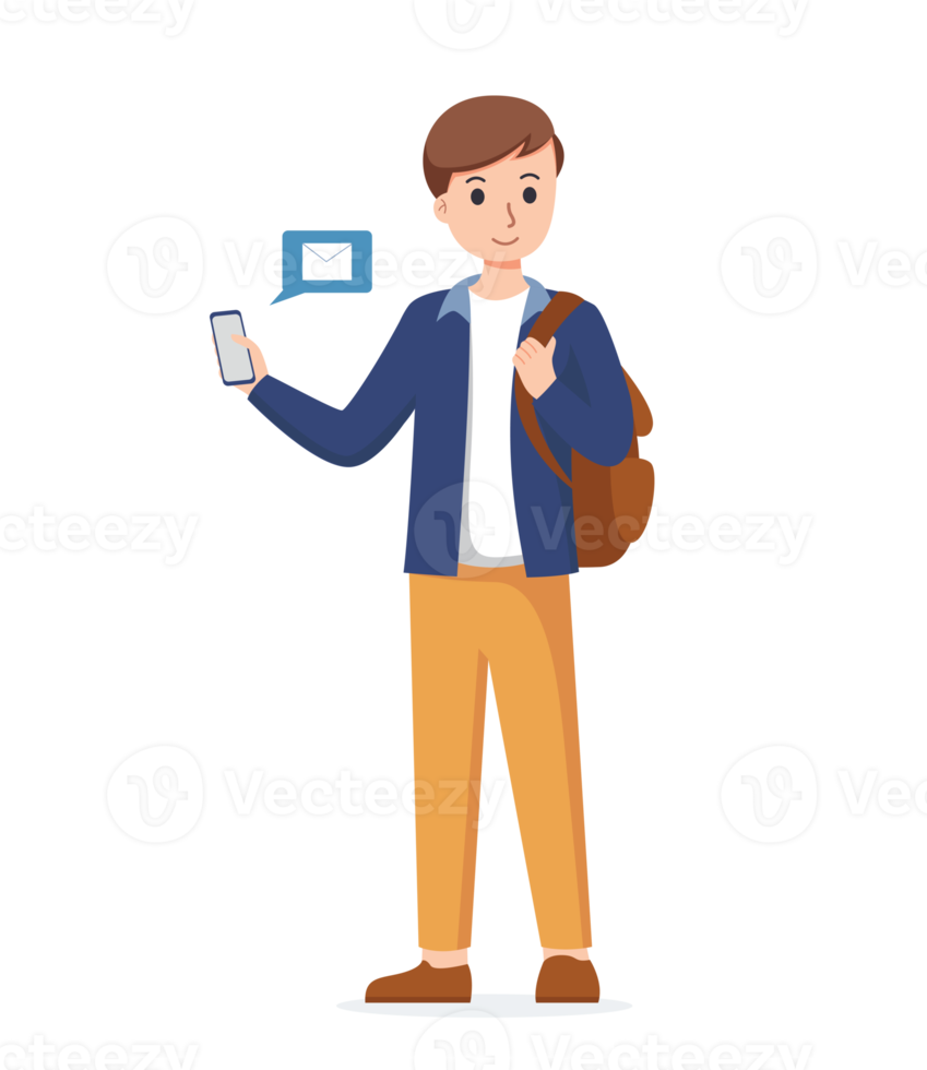 man using smartphone isolated illustration png