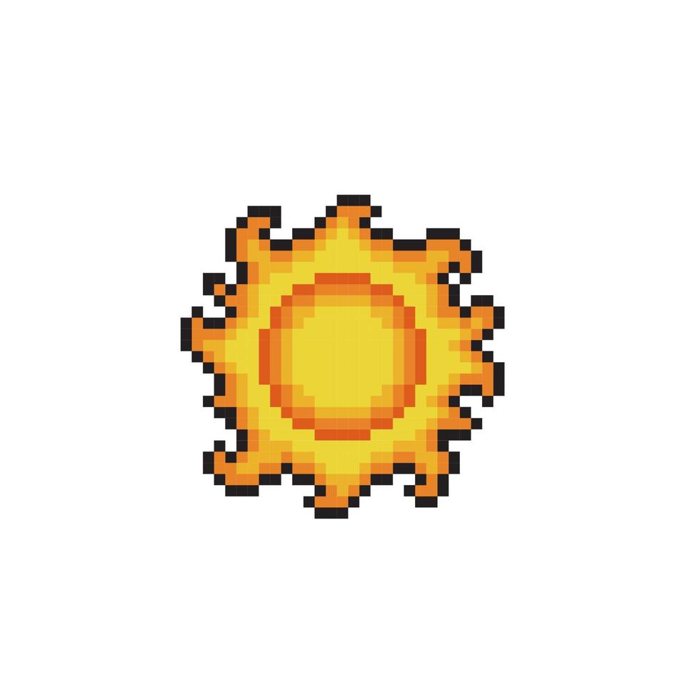 a sun in pixel art style vector