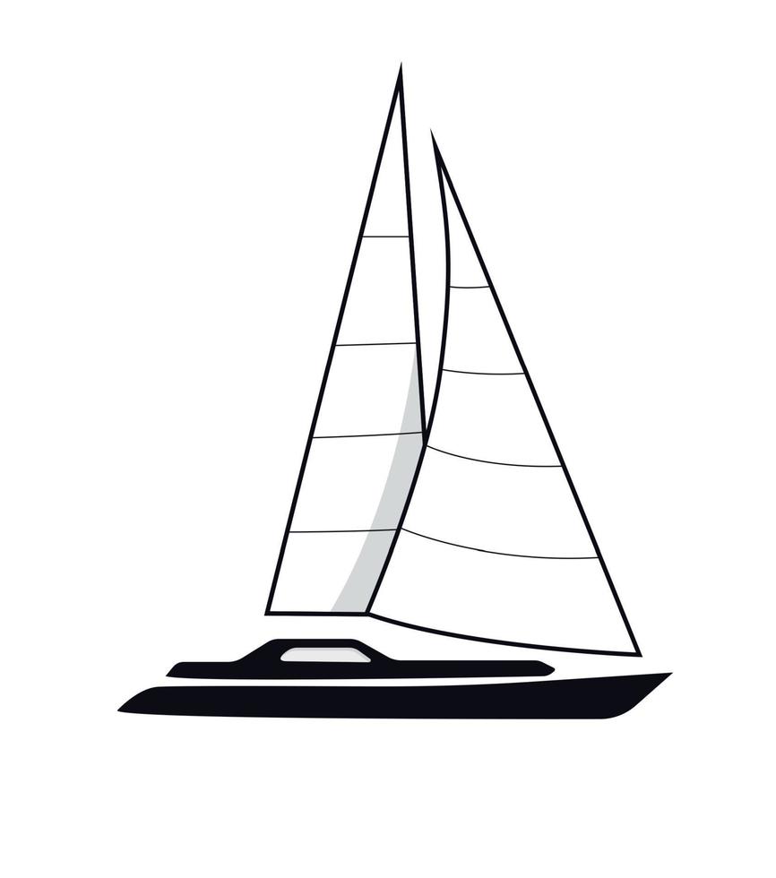 Yacht. Vector illustration. Black icon