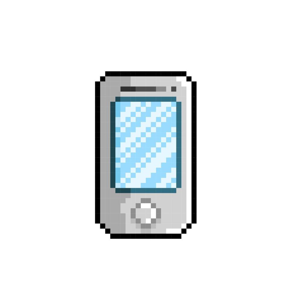 white mobile phone in pixel art style vector