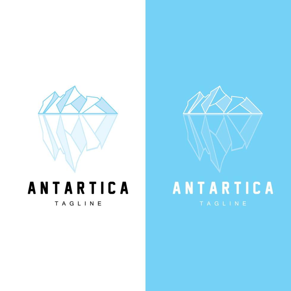 montaña logo, antártico iceberg logo diseño, naturaleza paisaje vector, producto marca ilustración icono vector