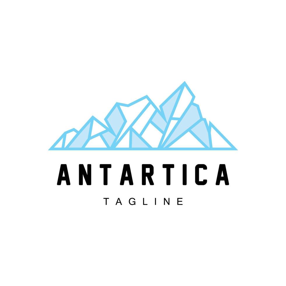 montaña logo, antártico iceberg logo diseño, naturaleza paisaje vector, producto marca ilustración icono vector