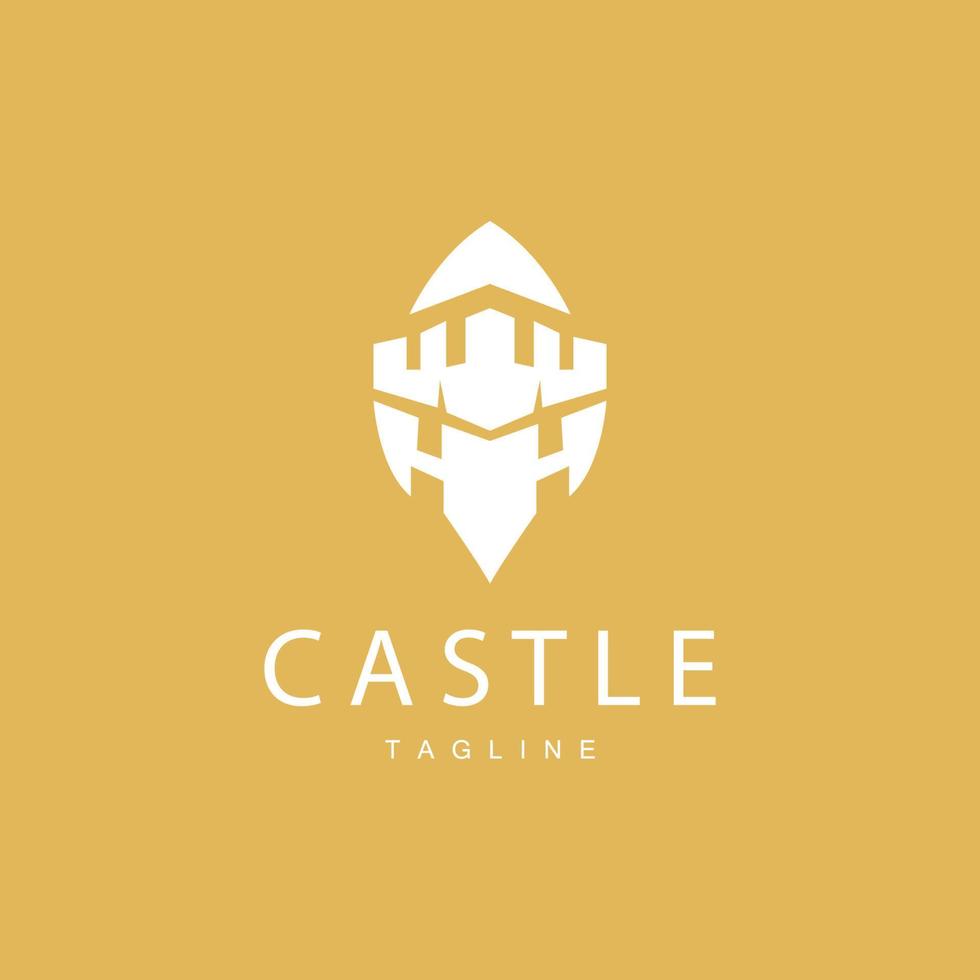 castillo logo elegante lujo sencillo diseño, real castillo vector proteger, templet ilustración icono