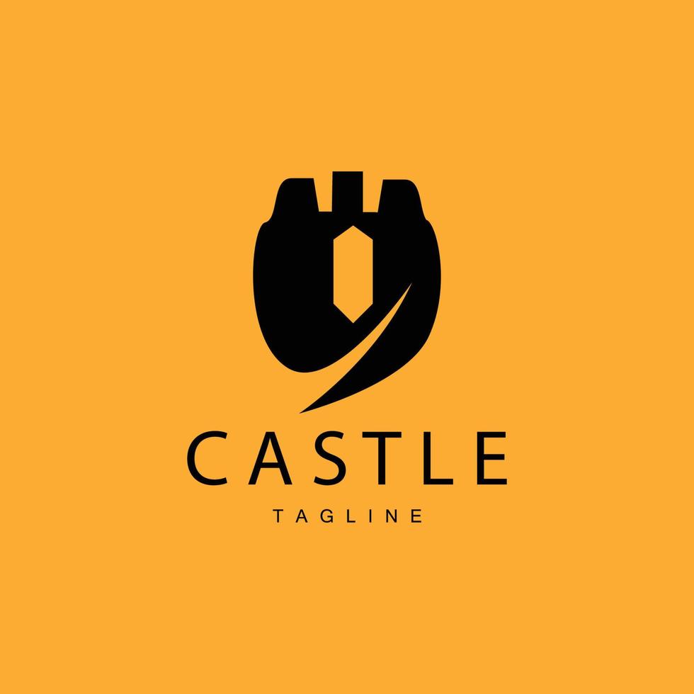 Castle Logo Elegant Luxury Simple Design, Royal Castle Vector Shield, Templet Illustration Icon