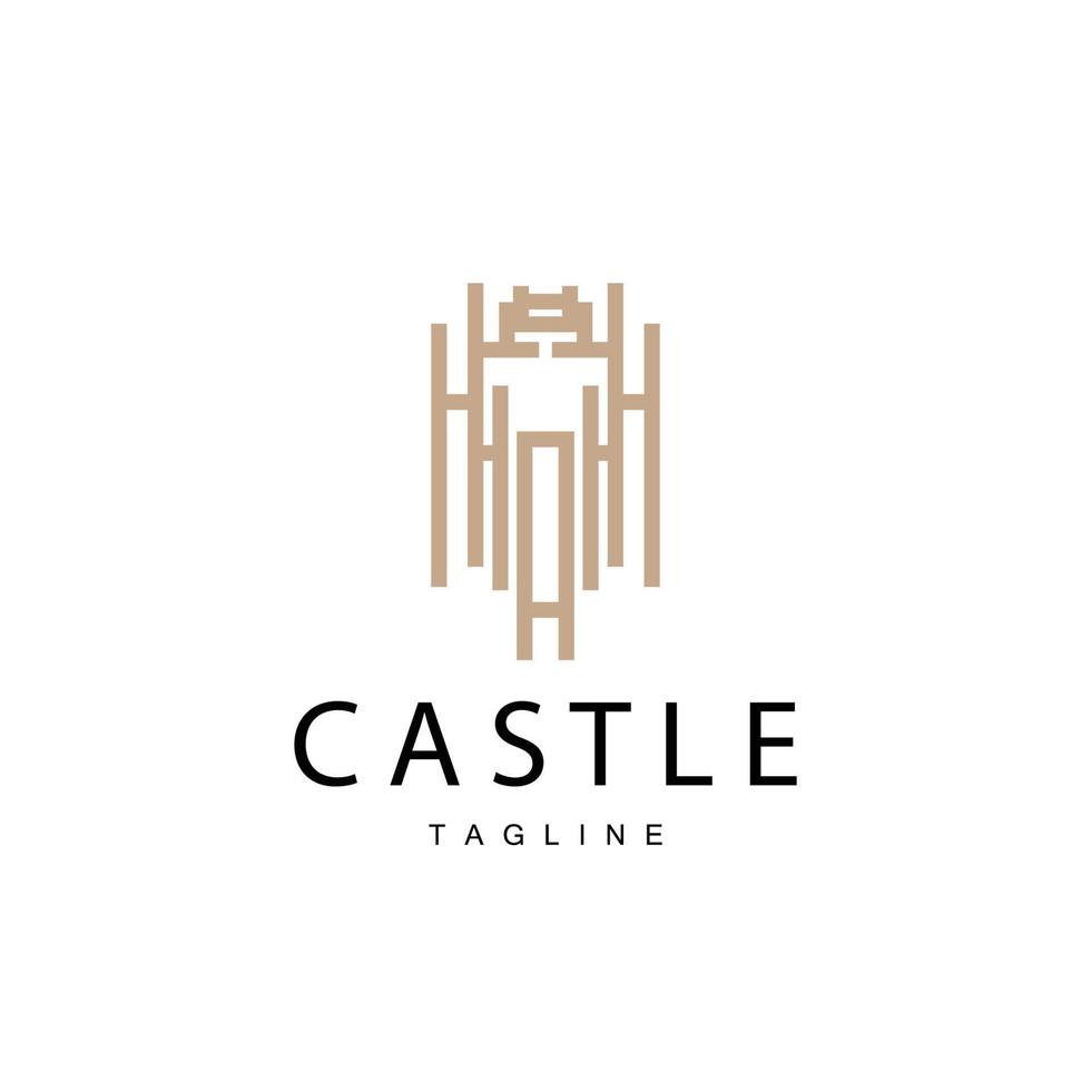 castillo logo elegante lujo sencillo diseño, real castillo vector proteger, templet ilustración icono