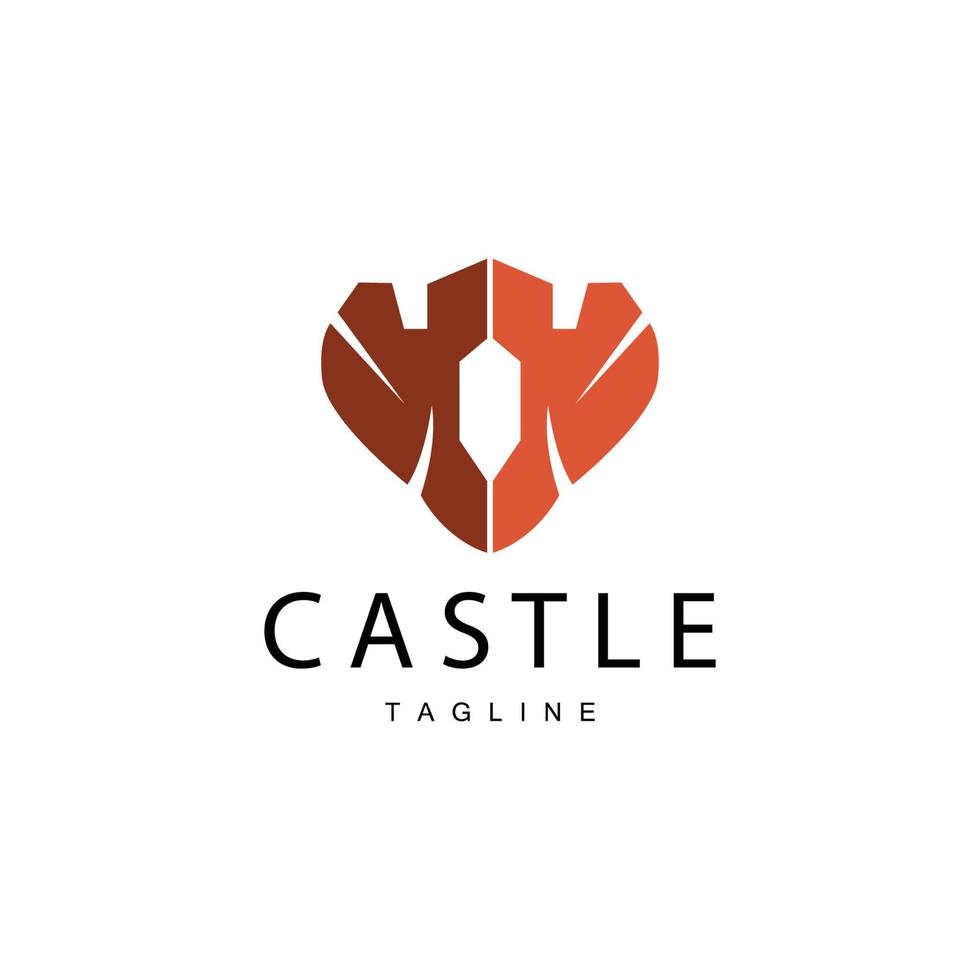 Castle Logo Elegant Luxury Simple Design, Royal Castle Vector Shield, Templet Illustration Icon