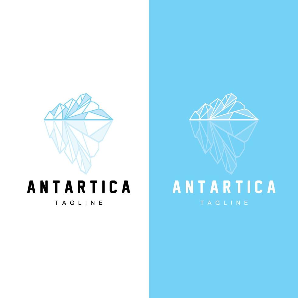 montaña logo, antártico iceberg logo diseño, naturaleza paisaje vector, producto marca ilustración icono vector