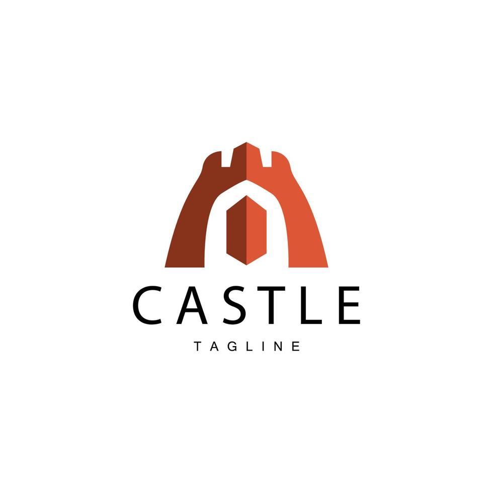 Castle Logo Elegant Luxury Simple Design, Royal Castle Vector Shield, Templet Illustration Icon