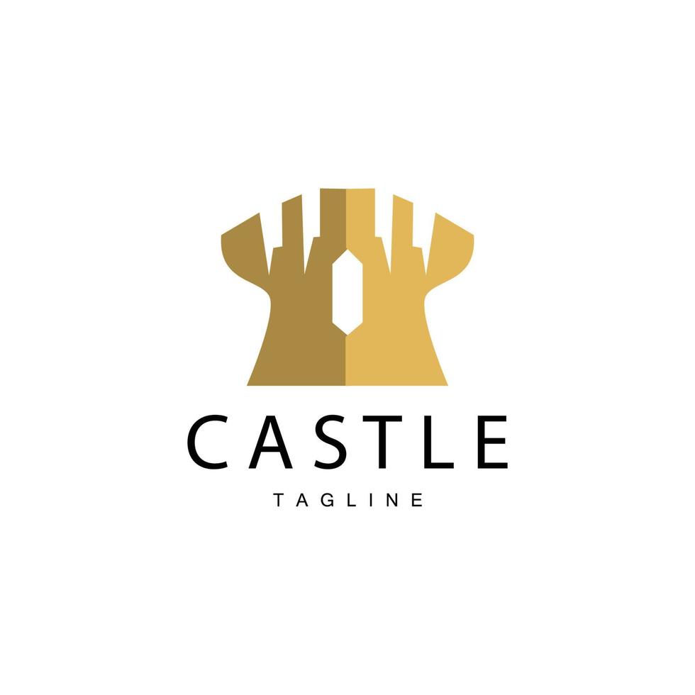 castillo logo elegante lujo sencillo diseño, real castillo vector proteger, templet ilustración icono