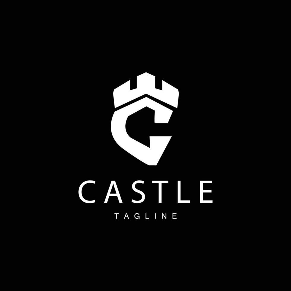 castillo logo elegante lujo sencillo diseño, real castillo vector proteger, templet ilustración icono