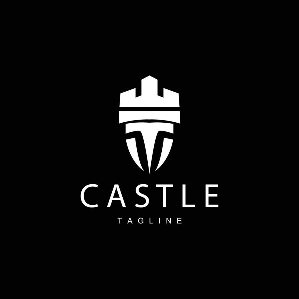 Castle Logo Elegant Luxury Simple Design, Royal Castle Vector Shield, Templet Illustration Icon