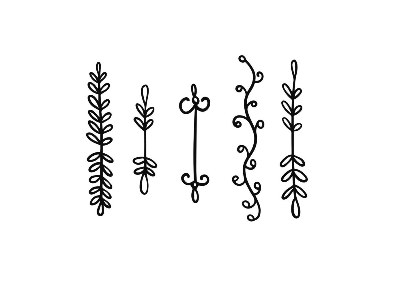 Divider hand drawn set elements. Doodle style line art vector art.