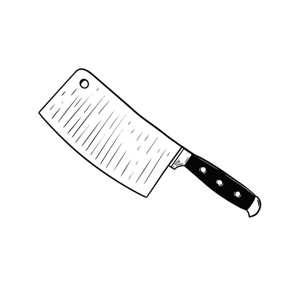Knife for meat. Hand drawn black color vector illustration.