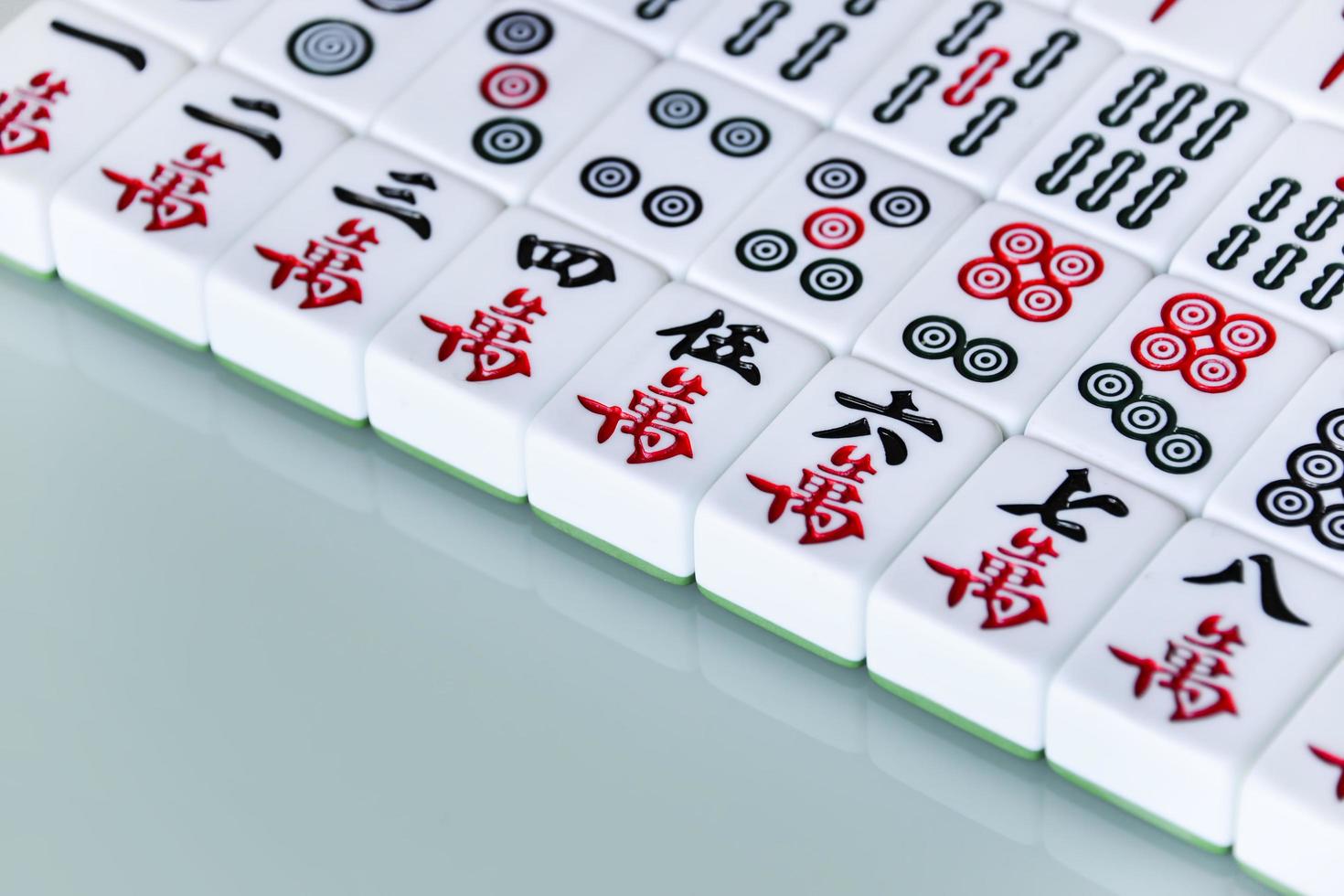 HARBIN, CHINA - DEC 30, 2018-Mahjong is the ancient asian board game. photo