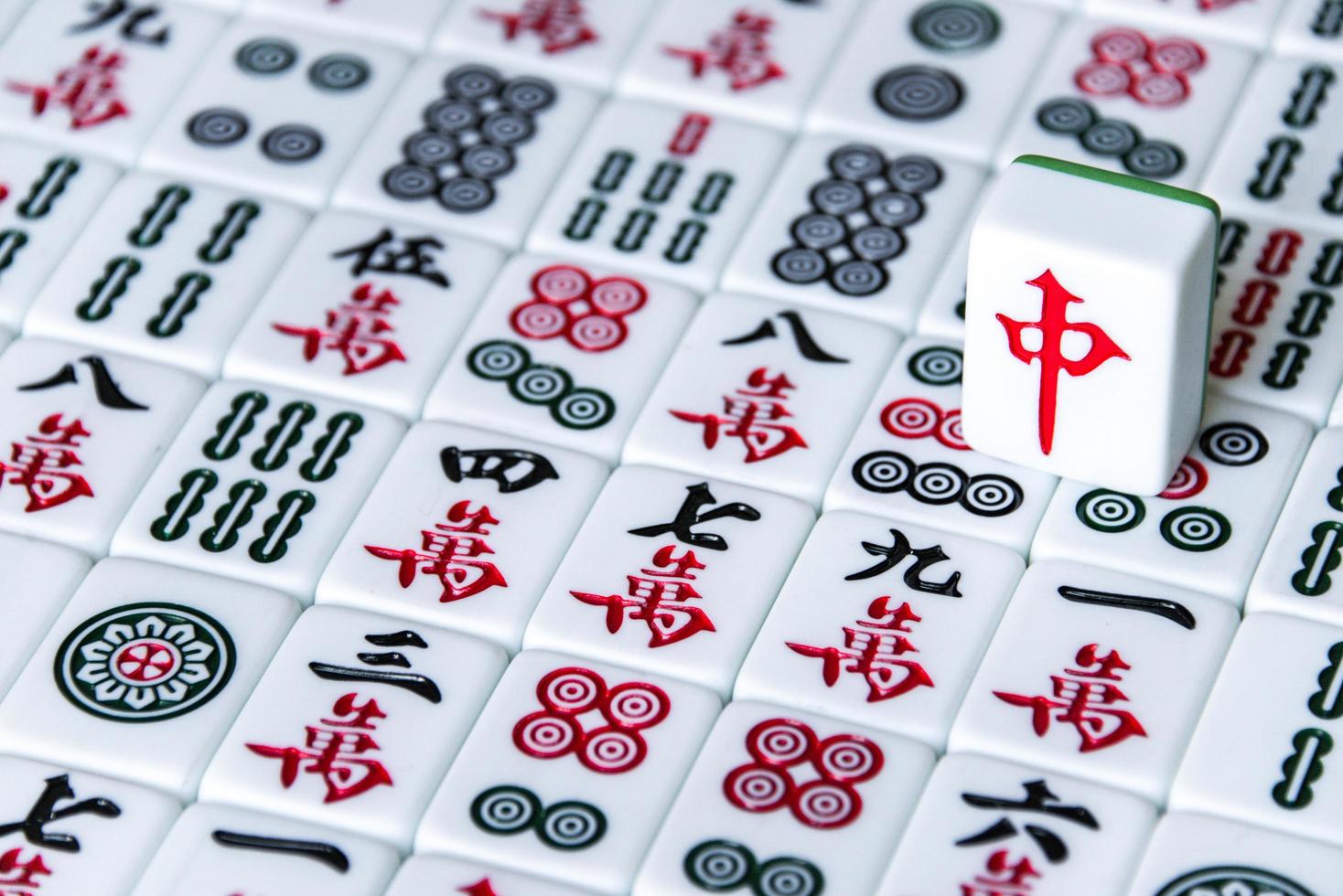 HARBIN, CHINA - DEC 30, 2018-Mahjong is the ancient asian board game. photo