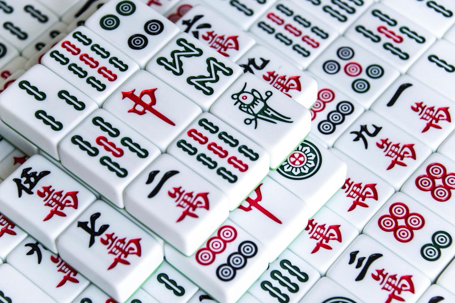 HARBIN, CHINA - DEC 30, 2018-Mahjong is the ancient asian board game. photo