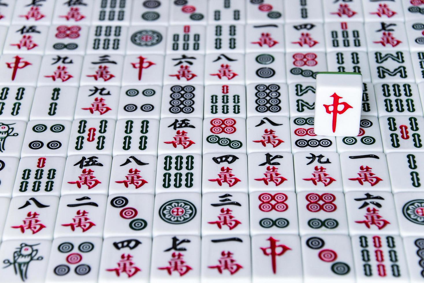 HARBIN, CHINA - DEC 30, 2018-Mahjong is the ancient asian board game. photo