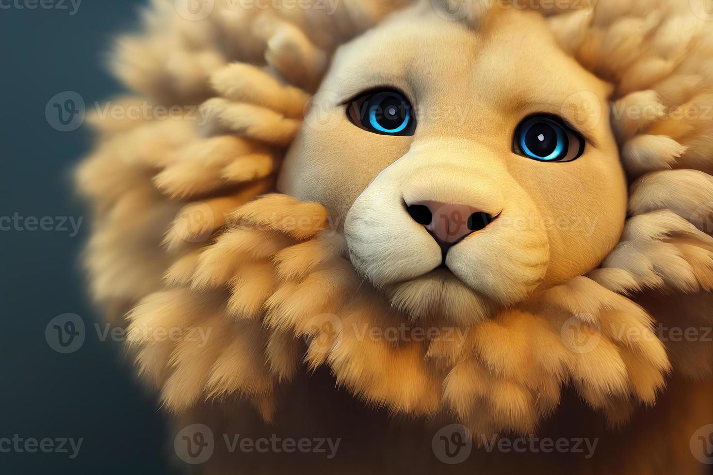 Cartoon lion head. AI render photo